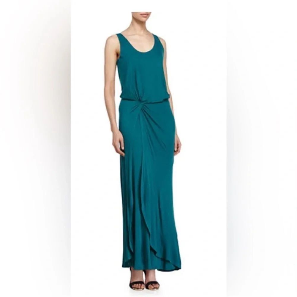 Halston Heritage Chic Teal Sleeveless Maxi Dress, XS